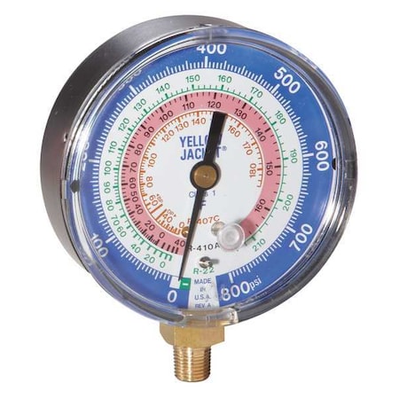 Gauge, 3-1/8In Dia, Low Side, Blue, 800 psi MPN:49142