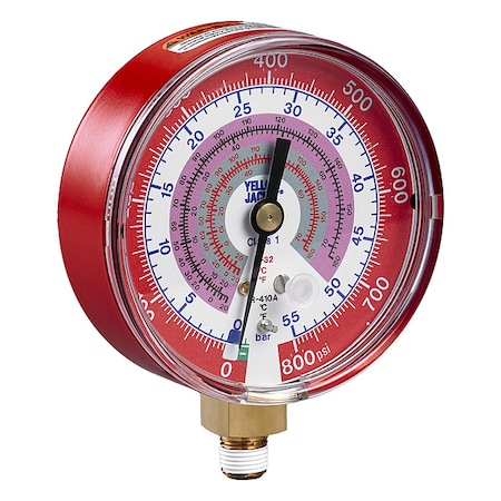 High Side Gauge, 3 1/8 in Dia, Red MPN:49159