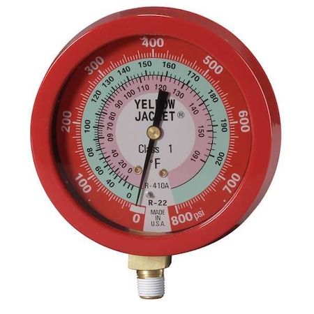Gauge, 3 1/8In Dia, High Side, Red, 800 psi MPN:49515