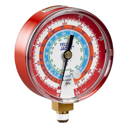 High Side Gauge, 3 1/8 in Dia, Red MPN:49603