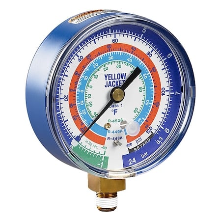 Low Side Gauge, 3 1/8 in Dia, Blue MPN:49604