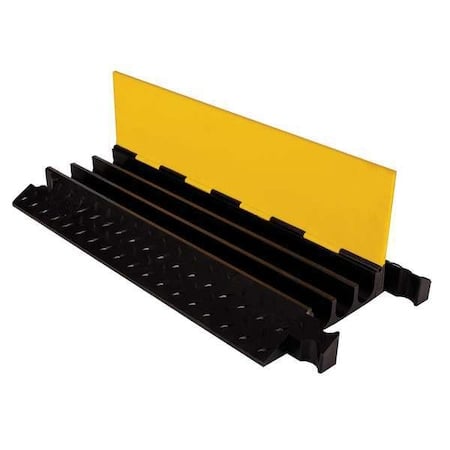 Cable Protector, 2-7/8 in H, 3 ft L, 18-1/2 in W, 3 Channel, Polyurethane, Black, Yellow MPN:YJ3-225-Y/B