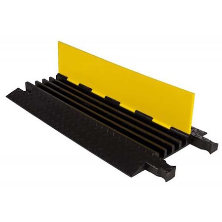 Cable Protector, 2 in H, 3 ft L, 18 in W, 4 Channel, Polyurethane, Black, Yellow MPN:YJ4-125-Y/B