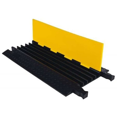 Cable Protector, 1-7/8 in H, 3 ft L, 19-3/4 in W, 5 Channel, Polyurethane, Black, Yellow MPN:YJ5-125-Y/B