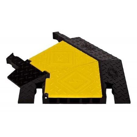 Cable Protector 45 Deg Left Turn, 1-7/8 in H, 2 ft L, 19-3/4 in W, 5 Channel, Polyurethane MPN:YJ5TL-125-Y/B