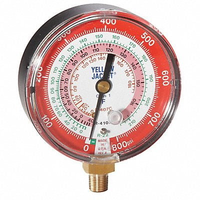 Gauge 3-1/8In Dia High Side Red 800 psi MPN:49141