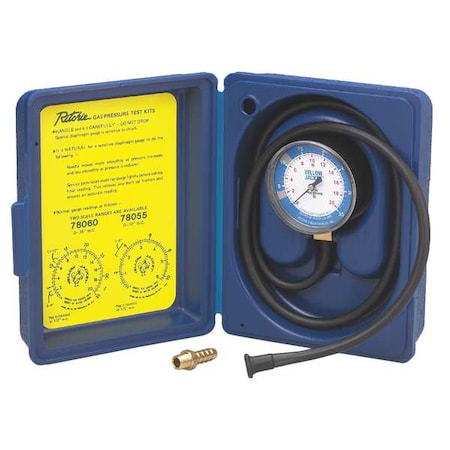 Gas Pressure Test Kit, Gas Line Pressure Test Kit, Low Pressure, Gas/Natural Gas, 0 to 35 in wc MPN:78060