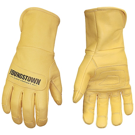 Leather Gloves, Goatskin, Safety Cuff, Wing Thumb, Tan, M, 1 PR MPN:11-3245-60-M