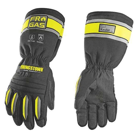 Flame and Heat Resistant Gloves, Black/Green/Silver, M, 1 PR MPN:12-3390-60-M