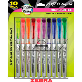Zebra Zazzle Brights Fluorescent Liquid Highlighter - Chisel Tip - Assorted Ink - 10/Pack 71111