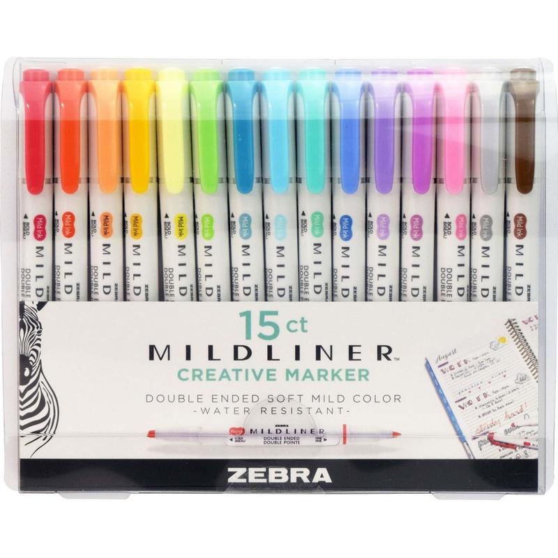 Zebra Pen MILDLINER Double-Ended Creative Markers, Pack Of 15, Chisel/Fine Point, Assorted Ink Colors MPN:78115J