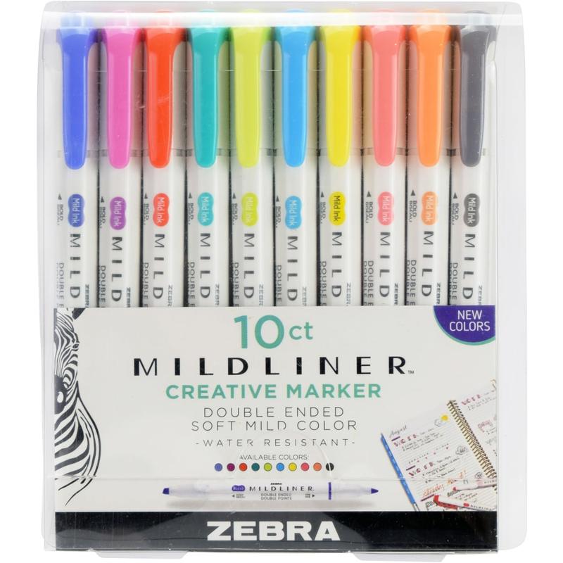 Zebra Pen Mildliner Double Ended Highlighter - Fine, Bold Marker Point - Bullet, Chisel Marker Point Style - 10 / Pack MPN:78501