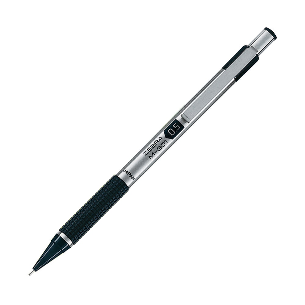 Zebra Pen M-301 Stainless Steel Mechanical Pencil, Fine Point, 0.5 mm, Silver/Black Barrel MPN:54011