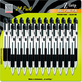 Zebra Z-Grip Retractable Ballpoint Pen Black Ink Medium 24/Pack 12221