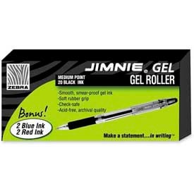 Zebra Jimnie Gel Rollerball Pen Medium 0.7mm Black Ink 20/Pack + 4 Bonus Pens 14410