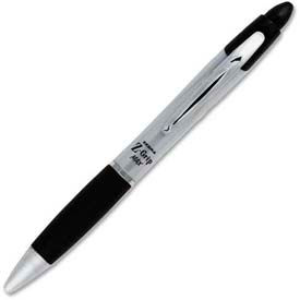 Zebra Z-Grip Max Retractable Pen 1.0mm Silver Barrel Black Ink Dozen 22410