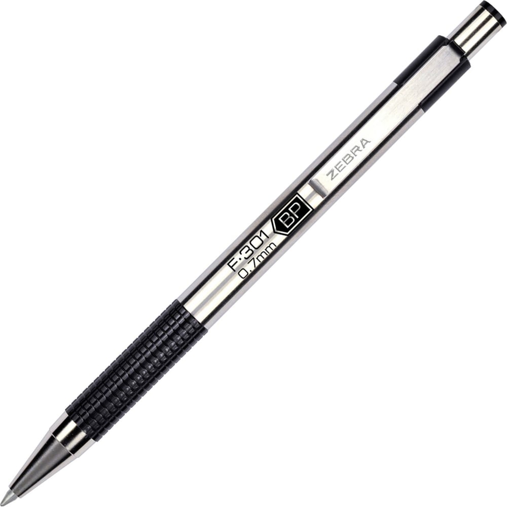 Zebra Pen Stainless Steel Ballpoint Pens, Fine Point, 0.7mm, Stainless Steel, Black, Pack of 12 MPN:27110