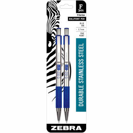 Zebra Retractable Ballpoint Pen F-301 - Blue Ink - 2 Pack 27122 - Pkg Qty 6