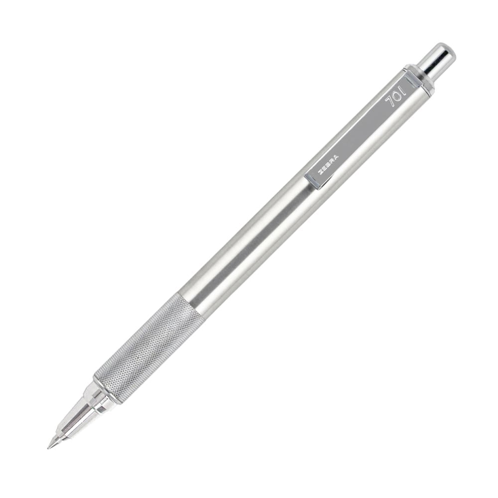Zebra Pen F-701 Stainless Steel Retractable Ballpoint Pen, Fine Point, 0.7 mm, Silver Barrel, Black Ink MPN:29411