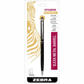 Zebra StylusPen® Retractable Ballpoint Pen - Black Ink - Black Barrel 33111 - Pkg Qty 6