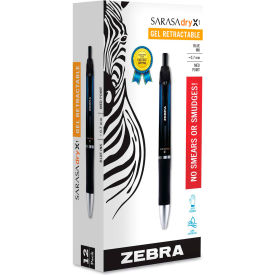 Zebra® Sarasa Dry Gel X1 Retractable Gel Pen Medium 0.7mm Blue Ink/Barrel Dozen 45620