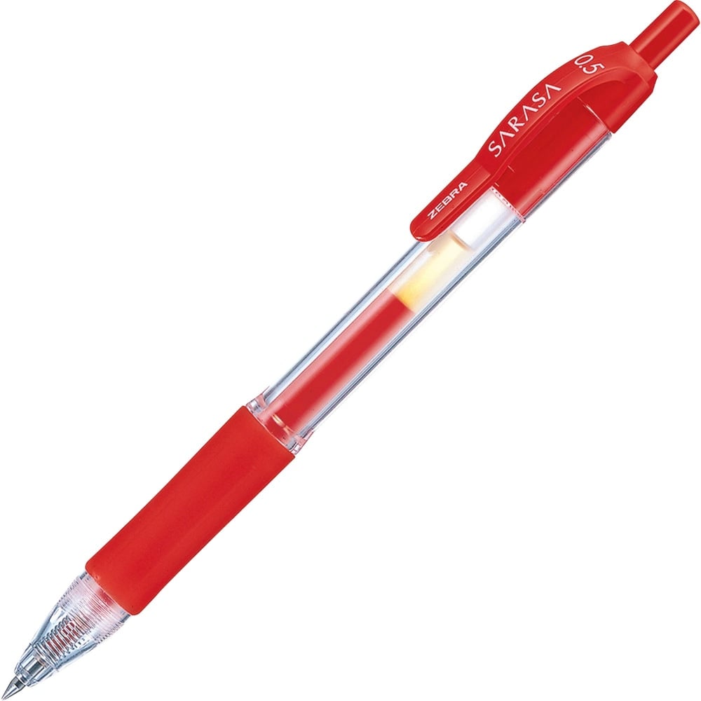 Zebra Pen SARASA X20 Retractable Gel Pens, Pack Of 12, Fine Point, 0.5 mm, Transparent Red Barrel, Red Ink MPN:46730