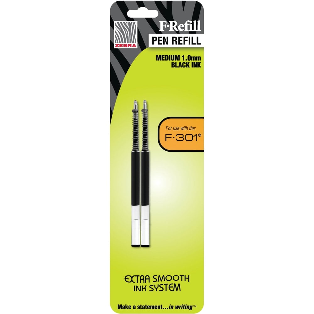Zebra Pen F-Series Pen Refills, Pack Of 2, Medium Point, Black Ink (Min Order Qty 11) MPN:85412