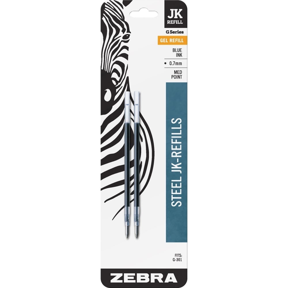 Zebra Pen G-301 JK Gel Pen Refills, Pack Of 2, 0.7 mm, Blue Ink (Min Order Qty 15) MPN:88122