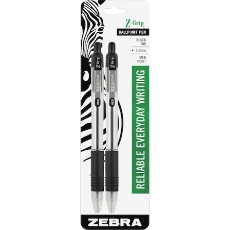 Z-Grip Retractable Ballpoint 1.0mm Black 2pk MPN:22212
