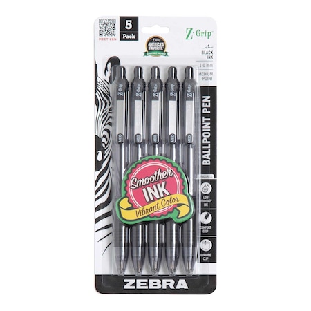 Z-Grip Retractable Ballpoint 1.0mm Black 5pk MPN:22215