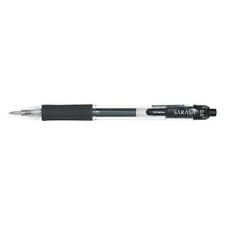 Sarasa Dry Gel X20 Gel Pen, Retractable, Fine 0.5 mm, Black Ink, Clear/Black Barrel, PK12 MPN:46710