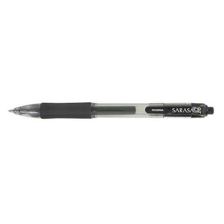 Sarasa Dry Gel X20 Gel Pen, Retractable, Medium 0.7 mm, Black Ink, Clear/Black Barrel, PK12 MPN:46810