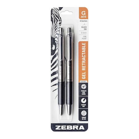 G-402 Retractable Gel 0.5mm Black 2pk MPN:49212
