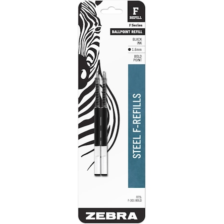 Zebra STEEL 7 Series F Refill Bold Point Ballpoint - 1.60 mm, Bold Point - Black Ink - 2-/ Pack MPN:82712