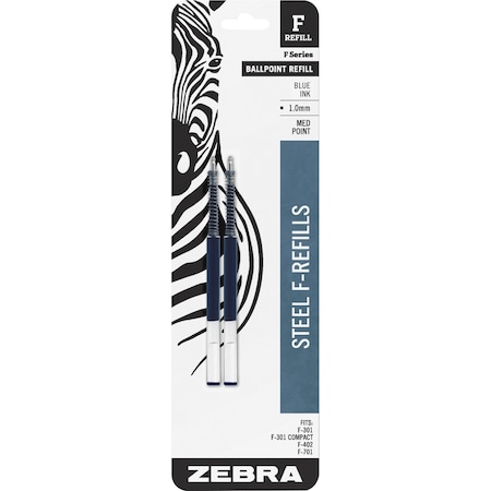 Zebra STEEL 7 Series F Refill Medium Point Ballpoint - Medium Point - Blue Ink - 2-/ Pack MPN:85422
