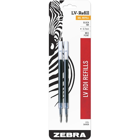 Zebra Sarasa Grand Gel LV-Refill - 0.70 mm, Medium Point - Black Ink - Scratch-free - 2 Pack MPN:87012