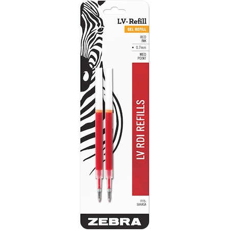 Zebra Pen JF-Refill - Medium Point - Red Ink - 2-/ Pack MPN:87032