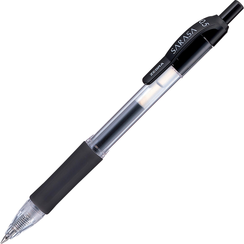 Zebra Pen SARASA X20 Retractable Gel Pens, Pack Of 12, Fine Point, 0.5 mm, Translucent Barrel, Black Ink MPN:ZEB46710
