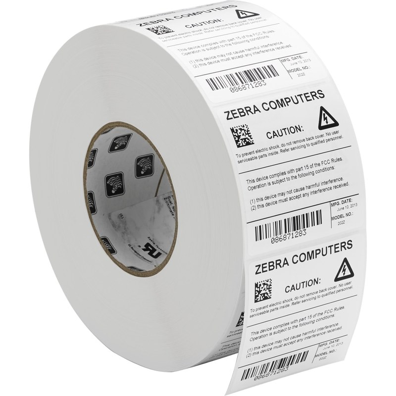 Zebra Z-Ultimate 2000T Thermal Label - 1 1/2inx 1in - Permanent Adhesive - Thermal Transfer - Glossy - White - 10011981 MPN:10011981