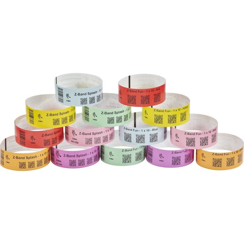 Zebra Wristband Polypropylene 1x 10in Direct Thermal Zebra Z-Band Fun Blue 1 in core - 1inx 10in - Permanent Adhesive - 100127123 MPN:10012712-3