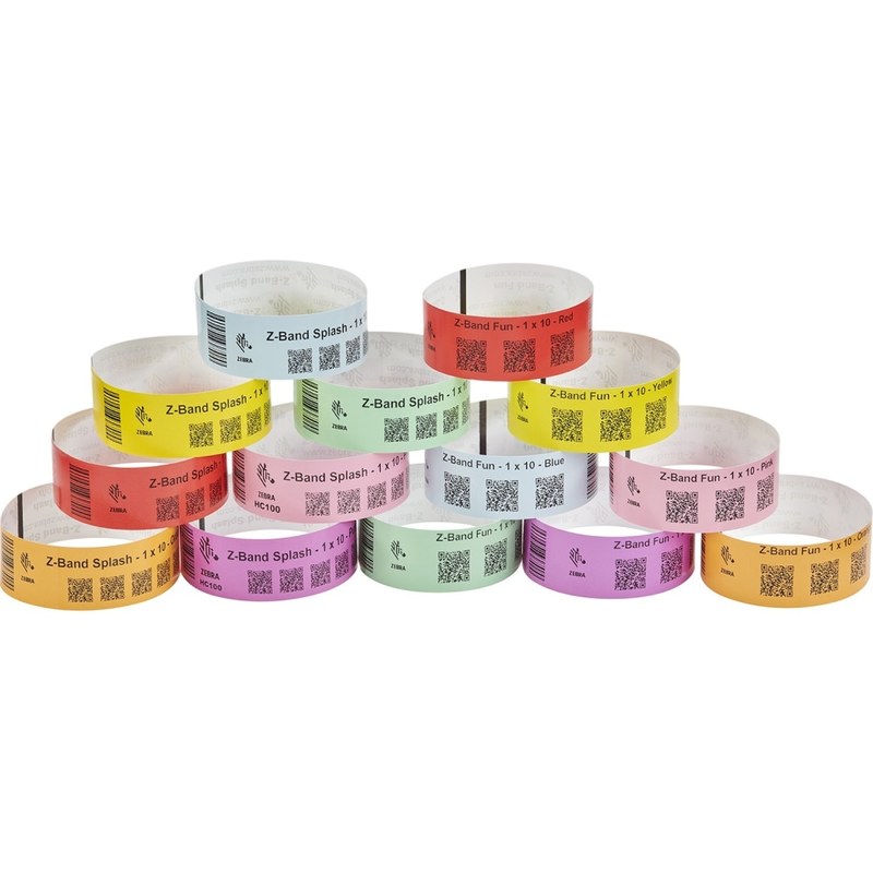 Zebra Wristband Polypropylene 1x 10in Direct Thermal Zebra Z-Band Fun Green 1 in core - 1inx 10in - Permanent Adhesive - 100127124 MPN:10012712-4