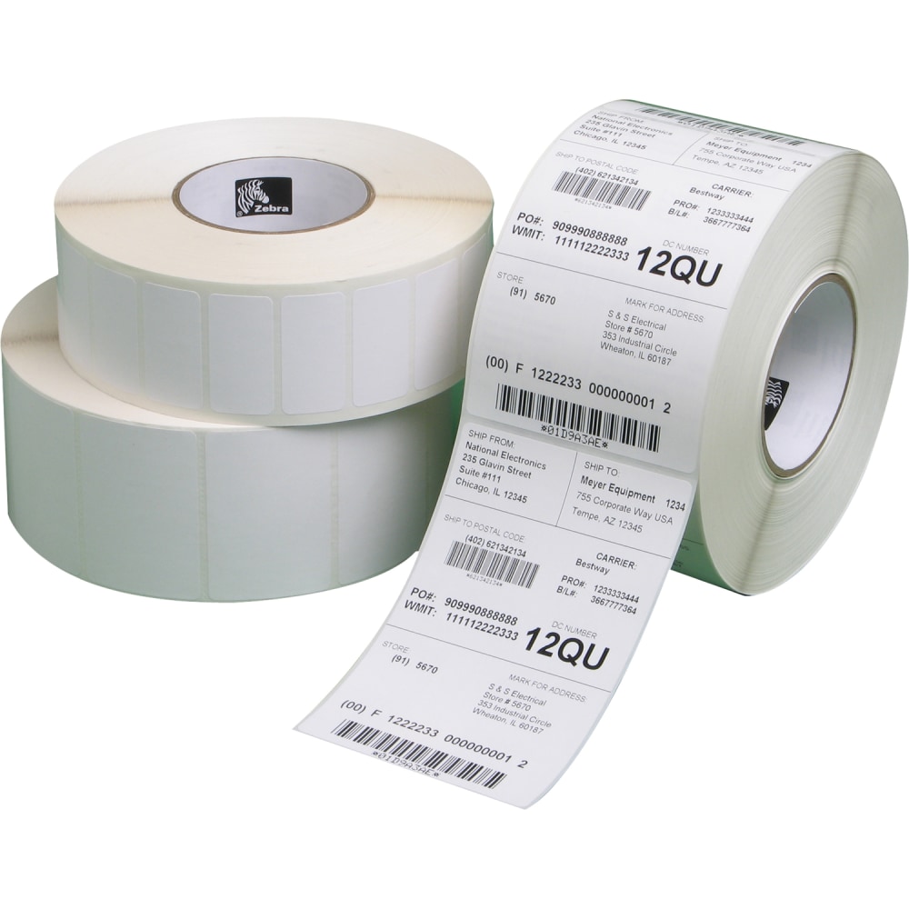 Zebra Z-Perform 1000D Thermal Label - 4inx 6in - Permanent Adhesive - Direct Thermal - White - Paper, Acrylic - 2000/Roll - 2/Pack - Perforated, Fanfold MPN:10015366