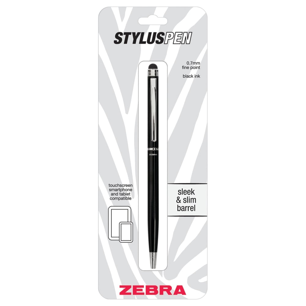 Zebra Pen Retractable Ballpoint Pen With Stylus, Fine Point, 0.7 mm, Black Barrel, Black Ink (Min Order Qty 10) MPN:33111