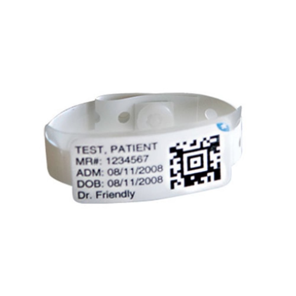 Zebra Soft Vinyl Infant Wristbands With Self-Locking Adjustable Closures, 8.5in x 0.4in, White, Case of 250 Wristbands MPN:PS-INFANT-ADJ