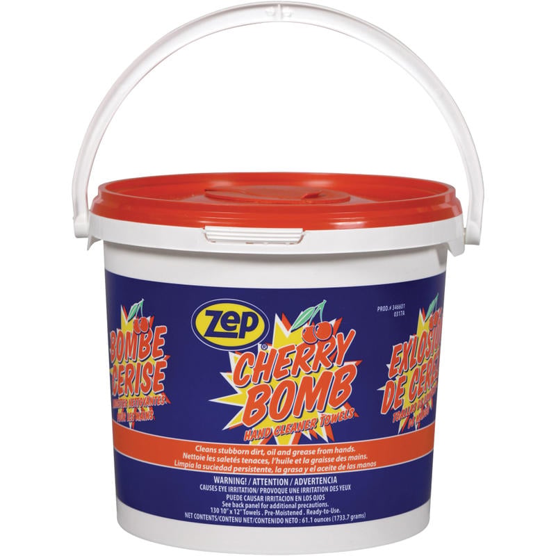 Zep Cherry Bomb Heavy-Duty Hand Cleaner Wipes, 130 Wipes per Container MPN:346601