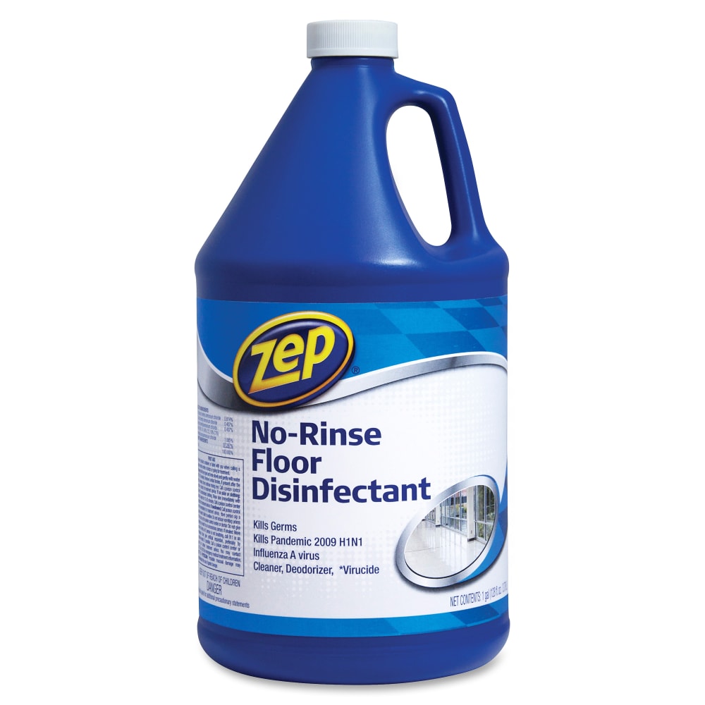 Zep No-Rinse Floor Disinfectant - 128 fl oz (4 quart) - Disinfectant, Deodorize - Blue - 4 / Carton MPN:ZUNRS128CT