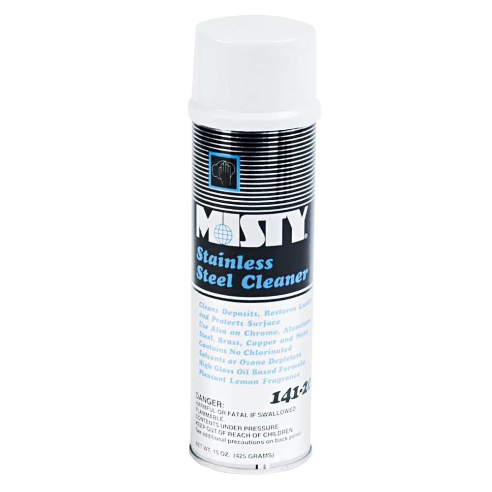 MISTY Stainless Steel Cleaner - Spray - Lemon Scent - 1 Each - Silver, Black MPN:1001541