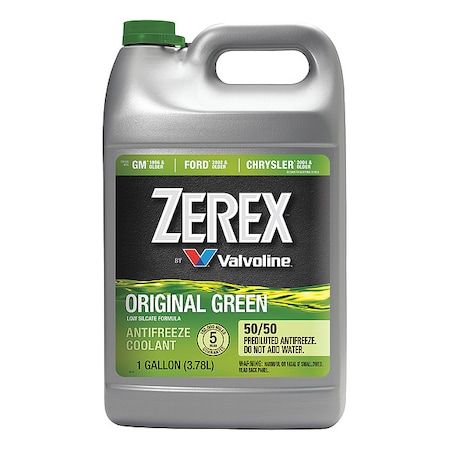 Antifreeze Coolant, Bottle, 1 gal, Ready to Use, Pre-Diluted 50/50, IAT, Ethylene Glycol, Green MPN:ZXRU1