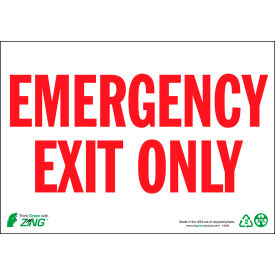 Zing Eco Safety Sign Emergency Exit Only 10