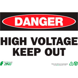 Zing Eco Safety Sign Danger High Voltage Keep Out 10